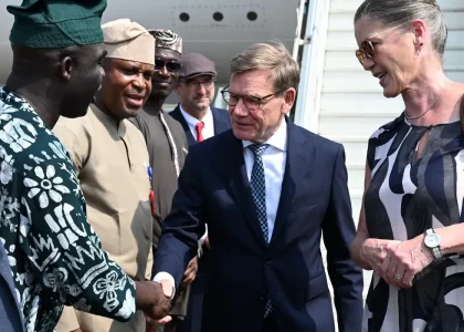 German Foreign Minister Johann Wadephul speaking during a diplomatic visit focused on security and economic cooperation.