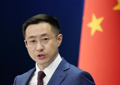 Chinese Foreign Ministry spokesman Lin Jian speaking at a press conference in Beijing