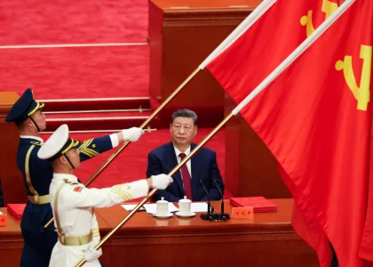 Chinese President Xi Jinping presiding over a military promotion ceremony in Beijing.