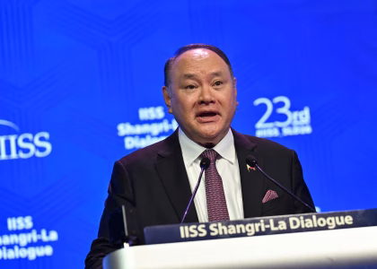 Philippine Defense Secretary Gilberto Teodoro speaking during an international security forum in Seoul.