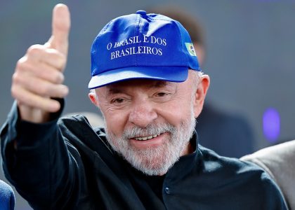 Brazilian President Luiz Inácio Lula da Silva speaking at a political event in São Paulo state.
