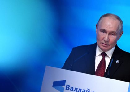 Russian President Vladimir Putin meets leading business figures in Moscow.